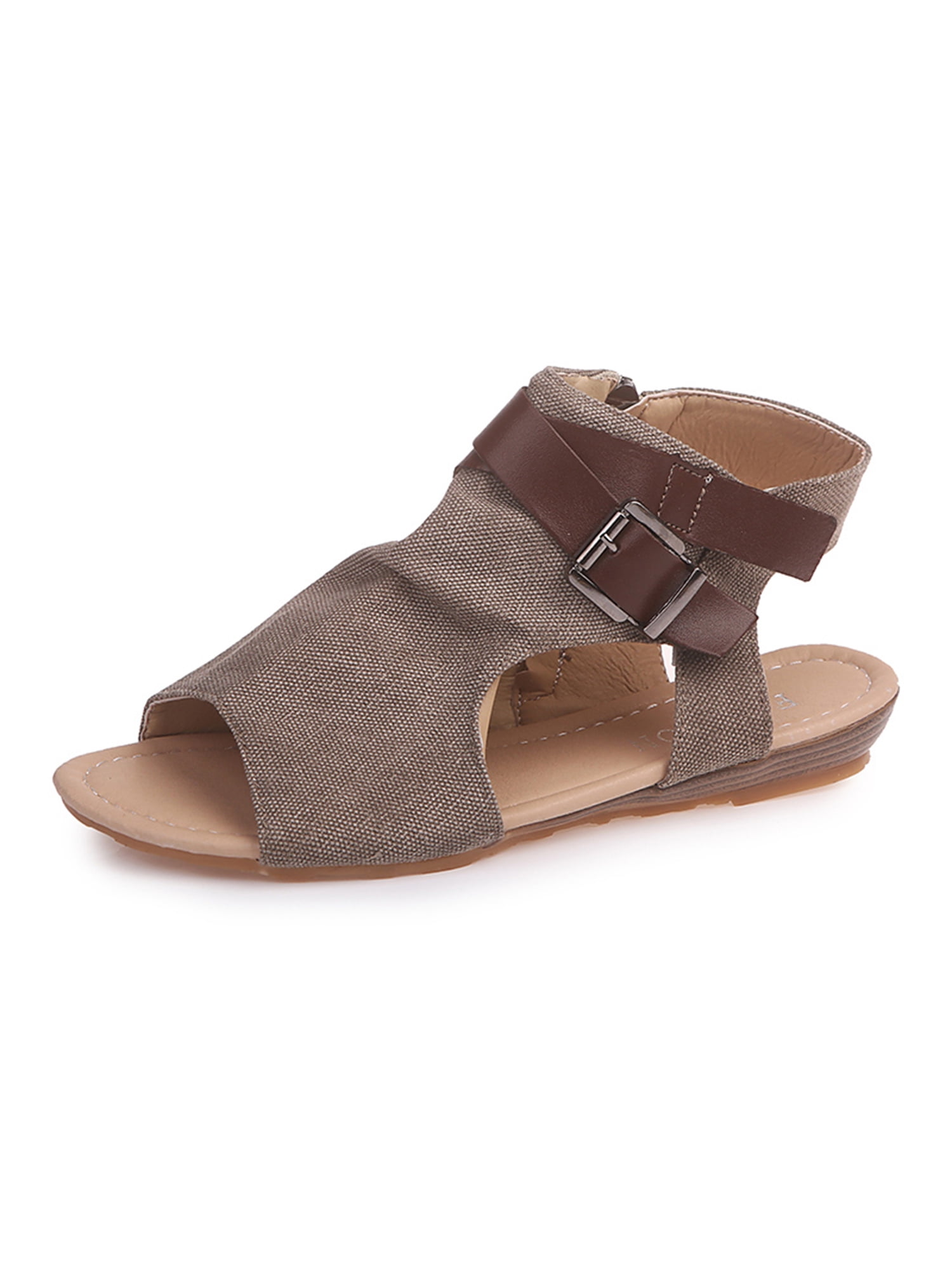 Denim Sandals Flat Bootie Open Toe 