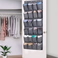 thumbnail image 2 of AMERTEER 24 Pockets Over the Door Shoe Organizer Storage Bag Fabric Hanging Shoe Rack Holder Wall Mounted Shoe Hanger with 4 hooks for Closet Men Shoes Holder  Gray, 2 of 9