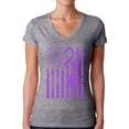 thumbnail image 1 of Awkward Styles Women's Cancer Awareness V-neck T-shirt Purple Ribbon, 1 of 4
