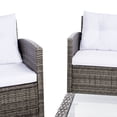 thumbnail image 5 of SAFAVIEH Vellor Outdoor Patio 4 Piece Conversation Set, Grey Brown/White, 5 of 12