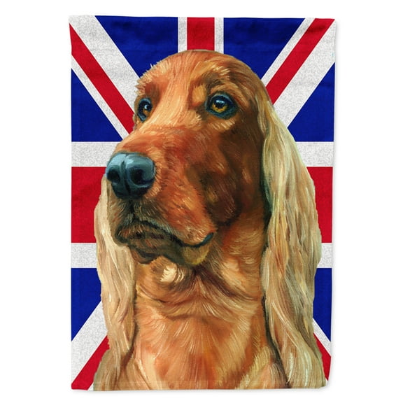 Carolines Treasures LH9597GF Irish Setter with English Union Jack British Flag Garden Flag Garden Size multicolor