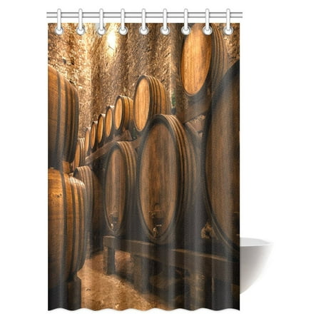Italian Wine Boxes - MYPOP Winery Decorations Shower Curtain, Barrels for Storage of Wine Italy Oak Container in Cold Dark Underground Cellar Fabric Bathroom Shower Curtain 48 X 72 Inches