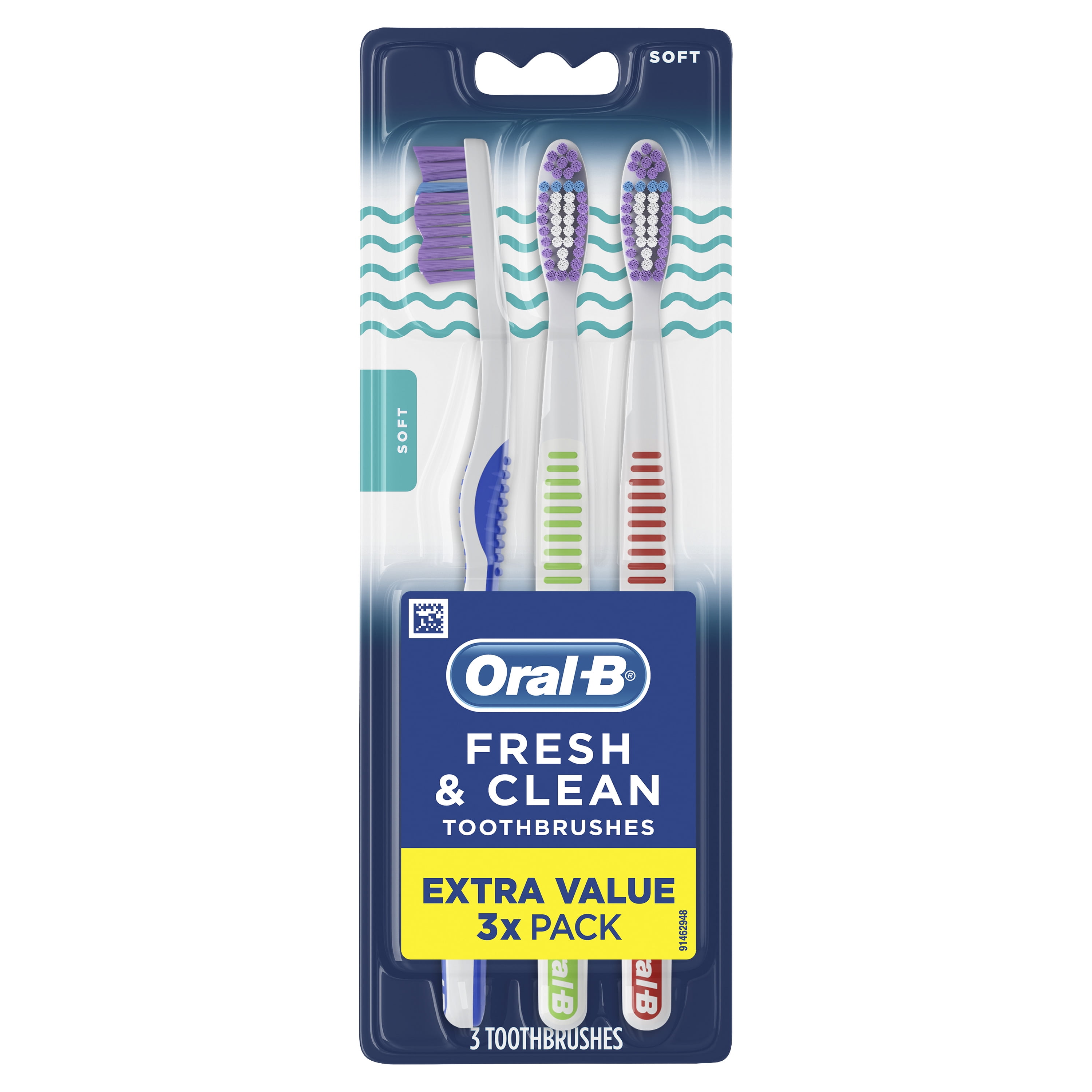 OralB Fresh and Clean Toothbrushes, Soft Bristles, 3 Count Walmart