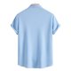 thumbnail image 4 of Camisa Elvqul Hombre Casuales de Color Sólido Manga Corta Azul Claro Solapa Abotonada, 4 of 9