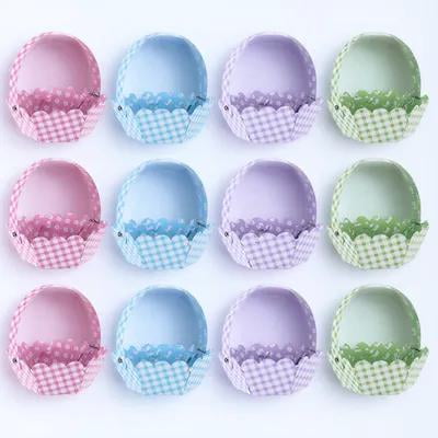 ifundom 12-Pack Easter Baskets in Assorted Colors for Hunt, Party Favors, Storage, and Holiday Decorations