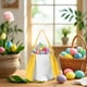 thumbnail image 5 of Decoraciones de Pascua, adornos de Pascua, regalos de Pascua, cesta de cola de conejo de orejas largas y cesta redonda de lino, bolsa de regalo de Pascua, bolso de mano, cesta de almacenamiento de hue, 5 of 6