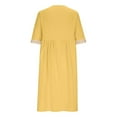 thumbnail image 4 of Icvfdpl Robes Femmes Été, Manches Courtes Longues Col en V avec Boutons et Poches Robes Maxi Boho Robe Florale Tendance pour Femmes, TG, 4 of 5