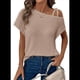 thumbnail image 1 of Camiseta Informal de Verano para Mujer, de Corta, con Hombros Descubiertos y Tejido Gofre, Color Caqui XL, 1 of 5