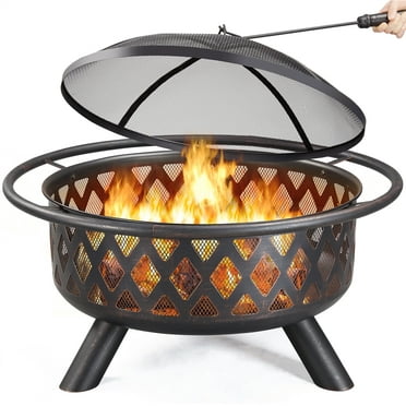 Bronze Finish Steel Fire Pit, Hampton Bay Crossfire 29 50 In Steel Fire Pit With Cooking Grate