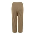 thumbnail image 5 of adviicd Women Capri Pants Plus Size Stretch Knee Length Leggings Elastic Waist Casual Summer Ladies Pants Khaki, XL, 5 of 5