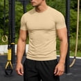 thumbnail image 3 of Ceisia Men's Compression Short Sleeve T Shirt Quick Dry Breathable Athletic Workout Gym Top Khaki XXL Gifts for Father, 3 of 5
