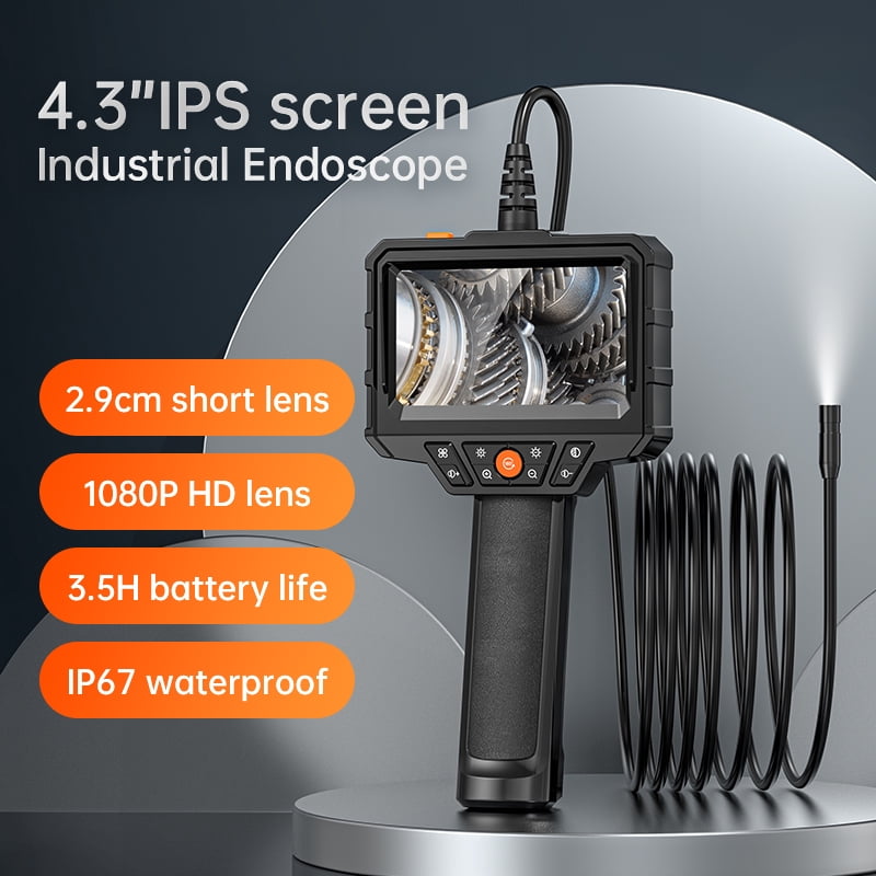 Daxiongmao 16.5ft Semi-Rigid Cord Endoscope Camera with Light, IP67 Waterproof Borescope Camera with 8 Adjustable LED Lights, 4.3" LCD Screen Borescope, HD 1080P Inspection Camera Scope Camera