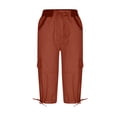 thumbnail image 5 of HAPIMO Workwear Capri Pants with Pcoket for Women Retro Solid Color High Rise Trousers Trendy Clothes Leisure Relaxed Wine XL, 5 of 6