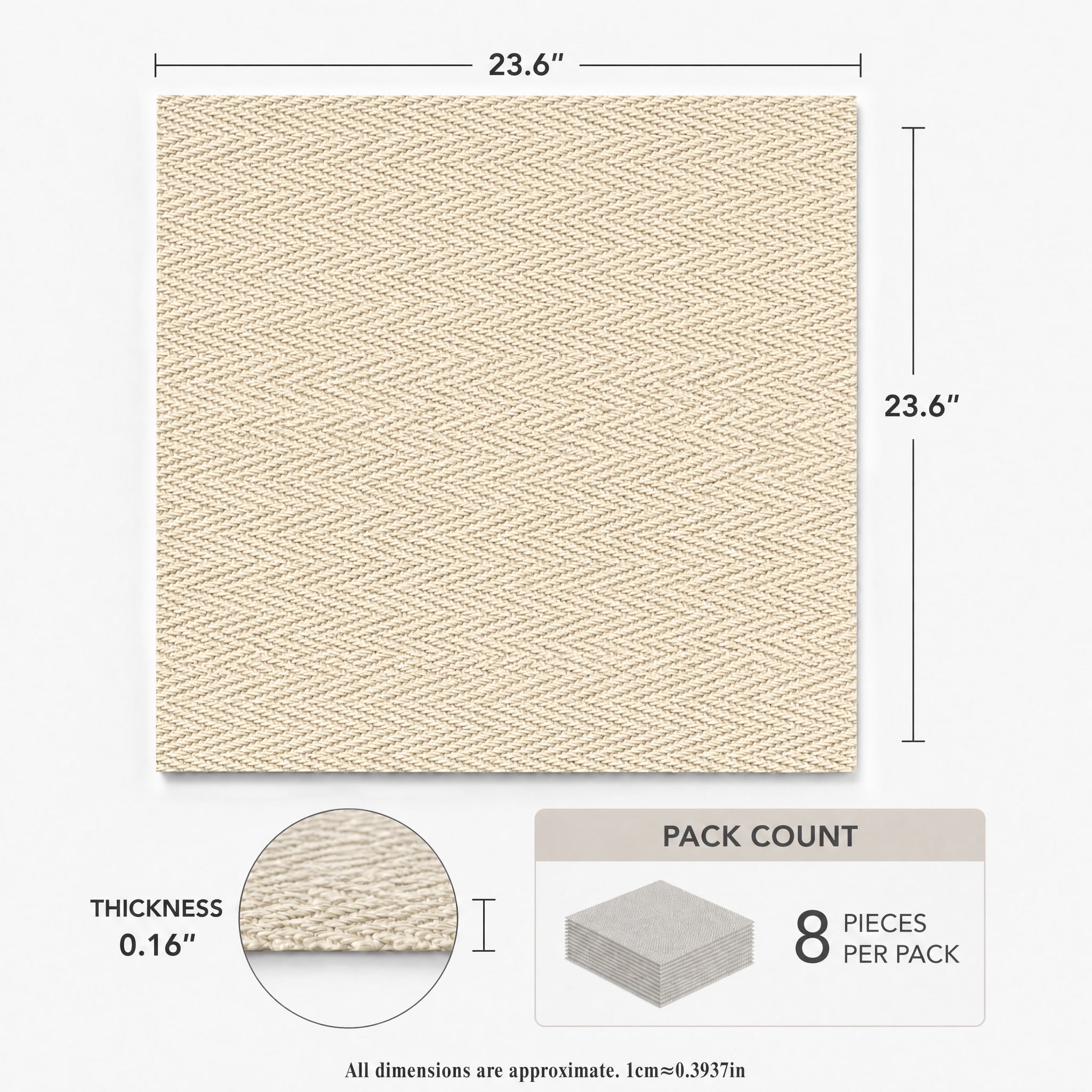 Real3D 8Pcs 24"x24" Faux Stone Wall Panels 3D Textured, Flexible Real Sand Finish Decorative Wall Tiles,Creamy White