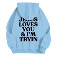 thumbnail image 6 of Women's 2 Piece Sweatsuits Long Sleeve Jesus Letter Print Christian Hooded Pullover Tops and Jogger Pant Casual Fall Comfy Fashion Tracksuit Sets, 6 of 6