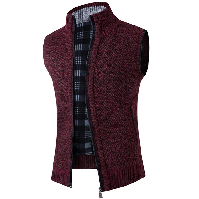 Cárdigan holgado con cuello alto para hombre, chaleco tipo suéter, chaqueta informal gruesa y cálida con forro polar para hombre