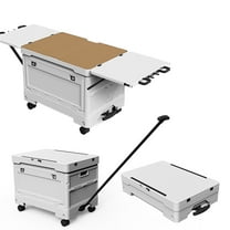 Xinwanna Camping Box, Plastic Multi Functional Covered Storage Folding Box with Swivel Wheels, Outdoor Camping with Table Board Storage Box