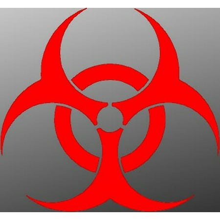 (2) Biohazard Hazardous Waste Halloween Vinyl Decal Car Window Stickers RED