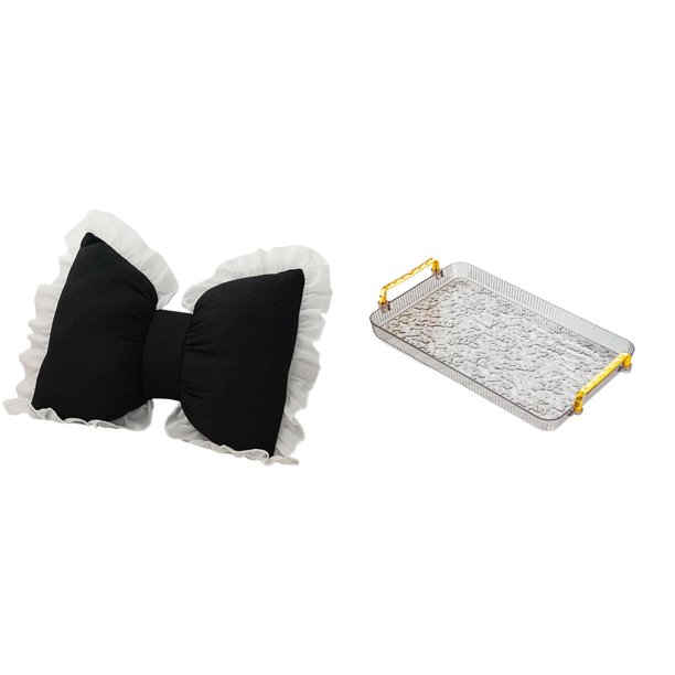 Cojín con lazo bonito,Almohada con forma de lazo,bonito cojín decorativo con lazo,Funda de almohada con lazo suave y cómodo adorno,Bandeja para servir,Bandeja de cocina rectangular con asa