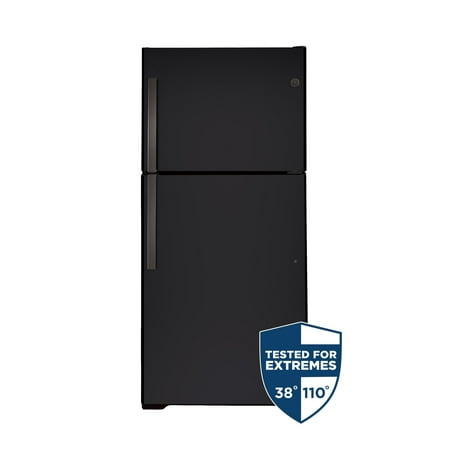 GE - 21.9 Cu. Ft. Garage-Ready Top-Freezer Refrigerator - Black Slate