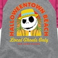 thumbnail image 3 of Nightmare Before Christmas - Halloweentown Beach - Local Ghouls Only - Sun Sand & Scares - Toddler And Youth Girls Raglan Graphic T-Shirt, 3 of 4