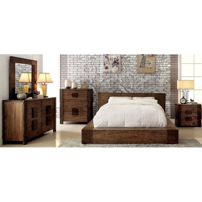 Foa Elbert 4pc Brown Wood Low Bedroom Set Cal Kingnightstanddressermirror Walmartcom Walmartcom