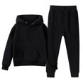 thumbnail image 2 of JIAYUE Girls 2-Piece Outfits Baggy Raglan Long Sleeve Solid Color Hoodies With Pocket Sweatpants Sets For Back To School,3-4 Years, 2 of 3