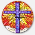 thumbnail image 1 of Designart 'Holy Cross Stained Glass Style ' Rustic wall clock, 1 of 6