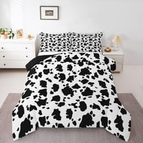 Castle Fairy Black White Cow Print 3 Pieces Queen Comforter Set for Teens Boys Girls,Farmhouse Animal Ultra Soft Bedding Sets,Vintage Aesthetic Bedding Comforter Set Breathable