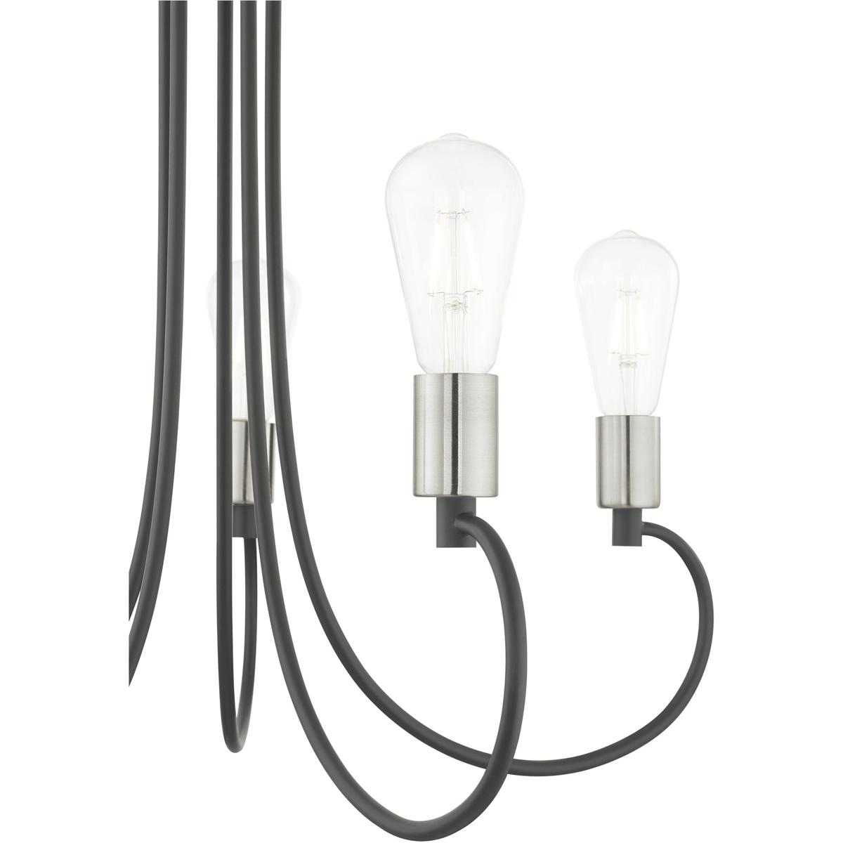 5 Light Scandinavian Gray Chandelier with Steel base material