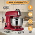 thumbnail image 5 of ZACME 8.4QT Commercial Stand Mixer 800W, 11 Speed, Metal Food Mixers Kitchen Electric Stand Mixer with Stainless Steel 8L Bowl, Dough Hook, Whisk and Beater, Dark Red, 5 of 10
