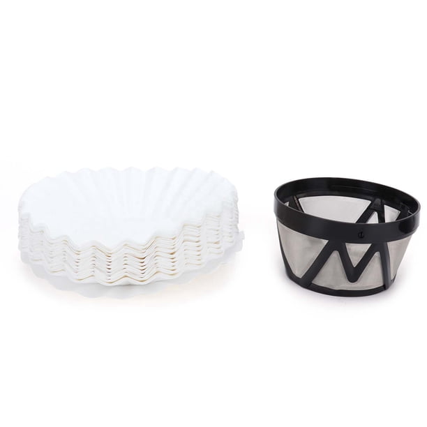 Cesta de filtro de café reutilizable con 100 filtros de papel de filtro de malla para cafetera