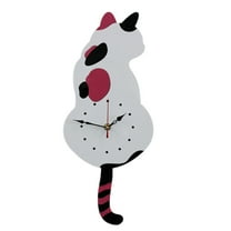 YiJuHui 5pcs Swinging Tail Cat Wall Clock, Silent Quartz Movement, Modern Home Decor for Living Room, Bedroom, Office