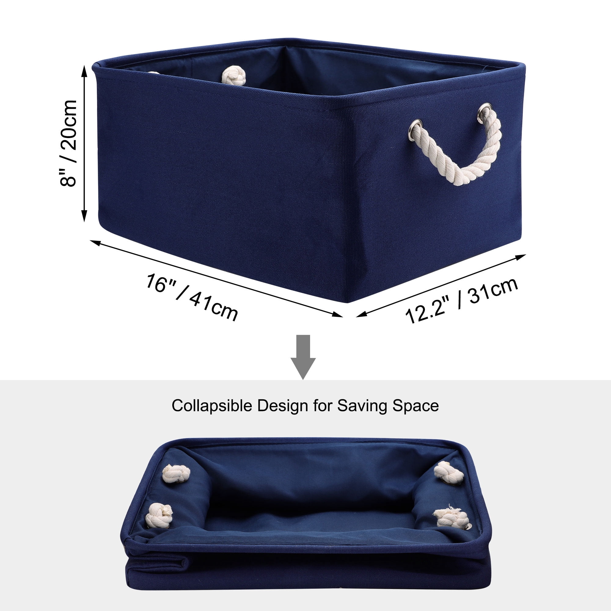 Unique Bargains Foldable Fabric Storage Basket with Handles 16.14" x 12.20" x 7.87"