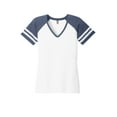 thumbnail image 5 of District Made Ladies Game V Neck Tee-L (White/ Heathered True Navy), 5 of 6