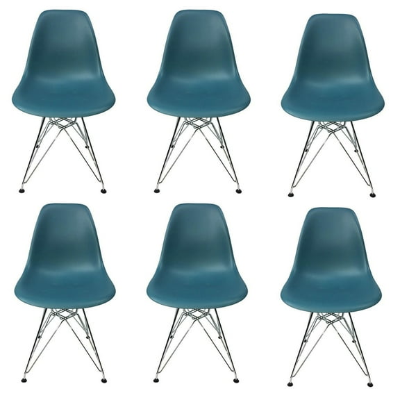 Eiffel Dining Chair with Chrome Base - Teal