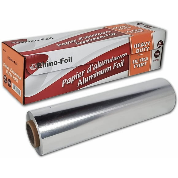 Rhino-Foil 12 Inch Heavy Duty Aluminum Foil (498 FT), Non-Stick Aluminum Foil for BBQ, Roasting, Baking or Outdoor Grilling