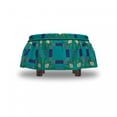 thumbnail image 4 of Geometric Ottoman Cover, Shapes on Dark Seafoam, 2 Piece Slipcover Set with Ruffle Skirt for Square Round Cube Footstool Decorative Home Accent, Standard Size, Dark Seafoam Quartz, by Ambesonne, 4 of 5