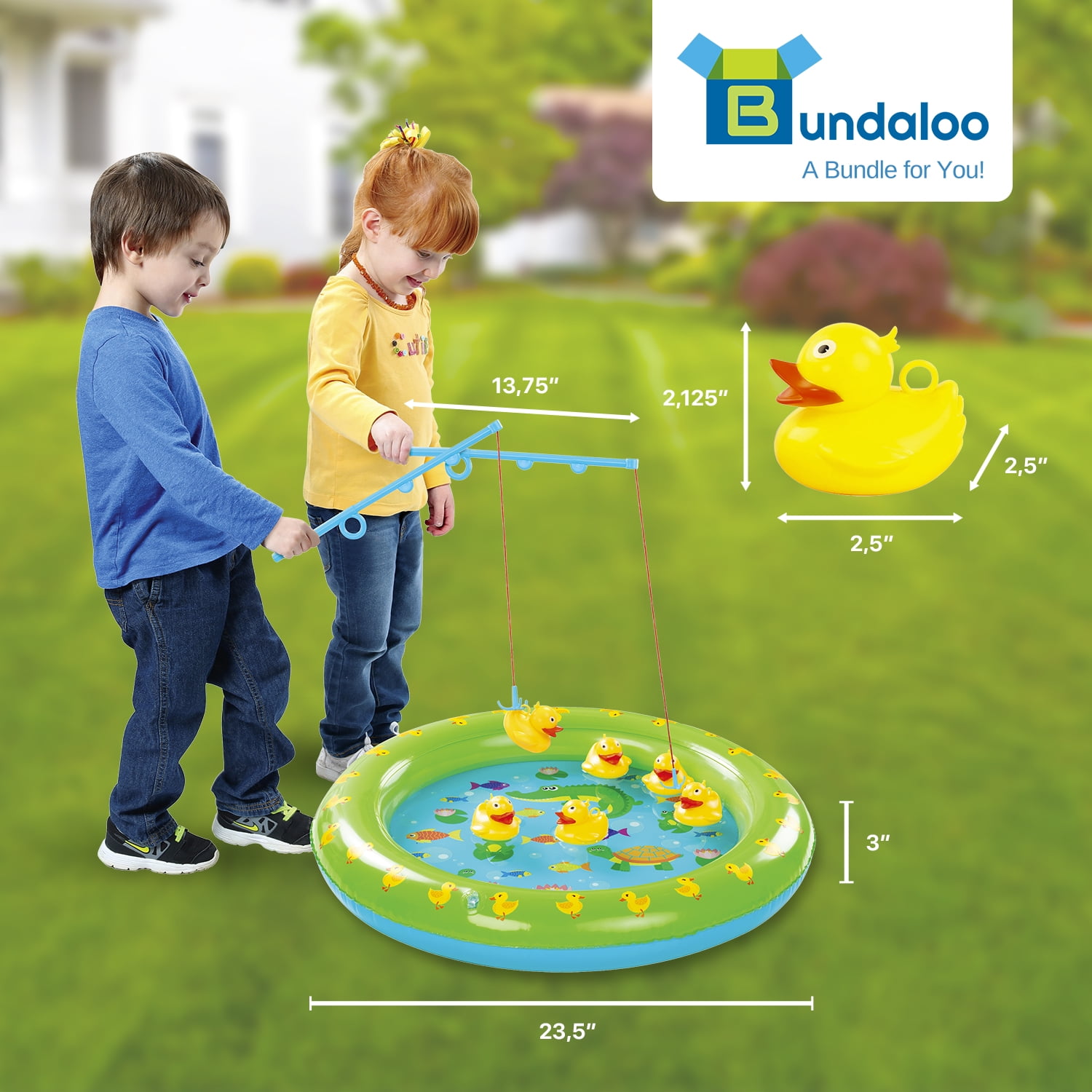Evago Duck Fishing Game Pond Pool With 5 Ducklings Set Kid Educational  Preschool Toy