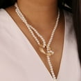 thumbnail image 3 of Geometric Metal Pearl Necklace For Couples Valentine‘s Day Gifts, 3 of 7