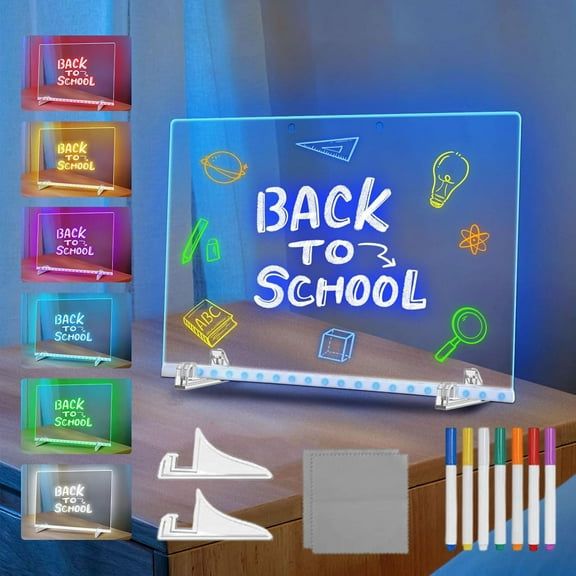 LuminBoard LED Drawing Board, DIY Erasable Acrylic LED Drawing & Message Board with 7 Color Pens & Adjustable Stand