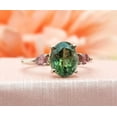 thumbnail image 4 of Unique Green Tourmaline Ring - Anniversary Gift - 925 Sterling Silver Ring - Three Birthstone Ring - Rose Quartz Jewelry Ring Gift for Her, 4 of 6