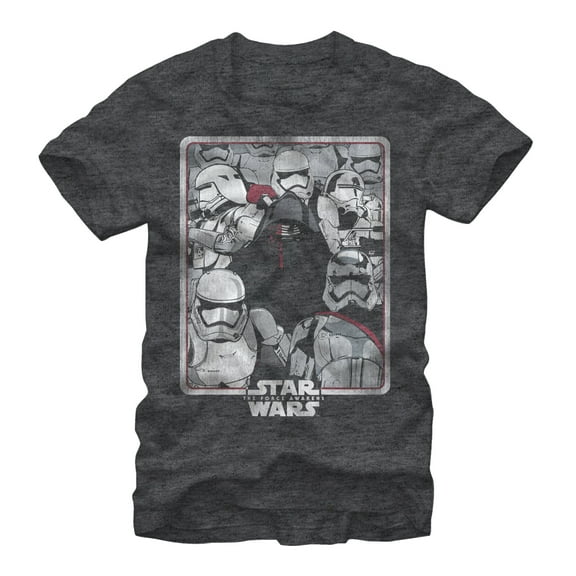 Men's Star Wars The Force Awakens Kylo Ren Stormtroopers Box  Graphic Tee Charcoal Heather Small