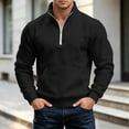 thumbnail image 4 of VBVC Men's Quarter Zip Mock Neck Pullover with Pockets , Long Sleeve Outdoor Sweatshirt For Men, Black , S-3XL, 4 of 9