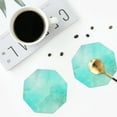 thumbnail image 4 of Disketp Cyan Mint Marble Funny Coasters,4 Pcs Leather Coasters with Holder, Perfect Housewarming Hostess Gifts,Protect Furniture from Water Marks Scratch and Damage-Octagon, 4 of 6
