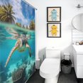 thumbnail image 3 of Nautical Green Sea Turtles Shower Curtain Modern Home Bathroom Bathtub Decor Waterproof Fabric with 12PCS Hooks, 3 of 5