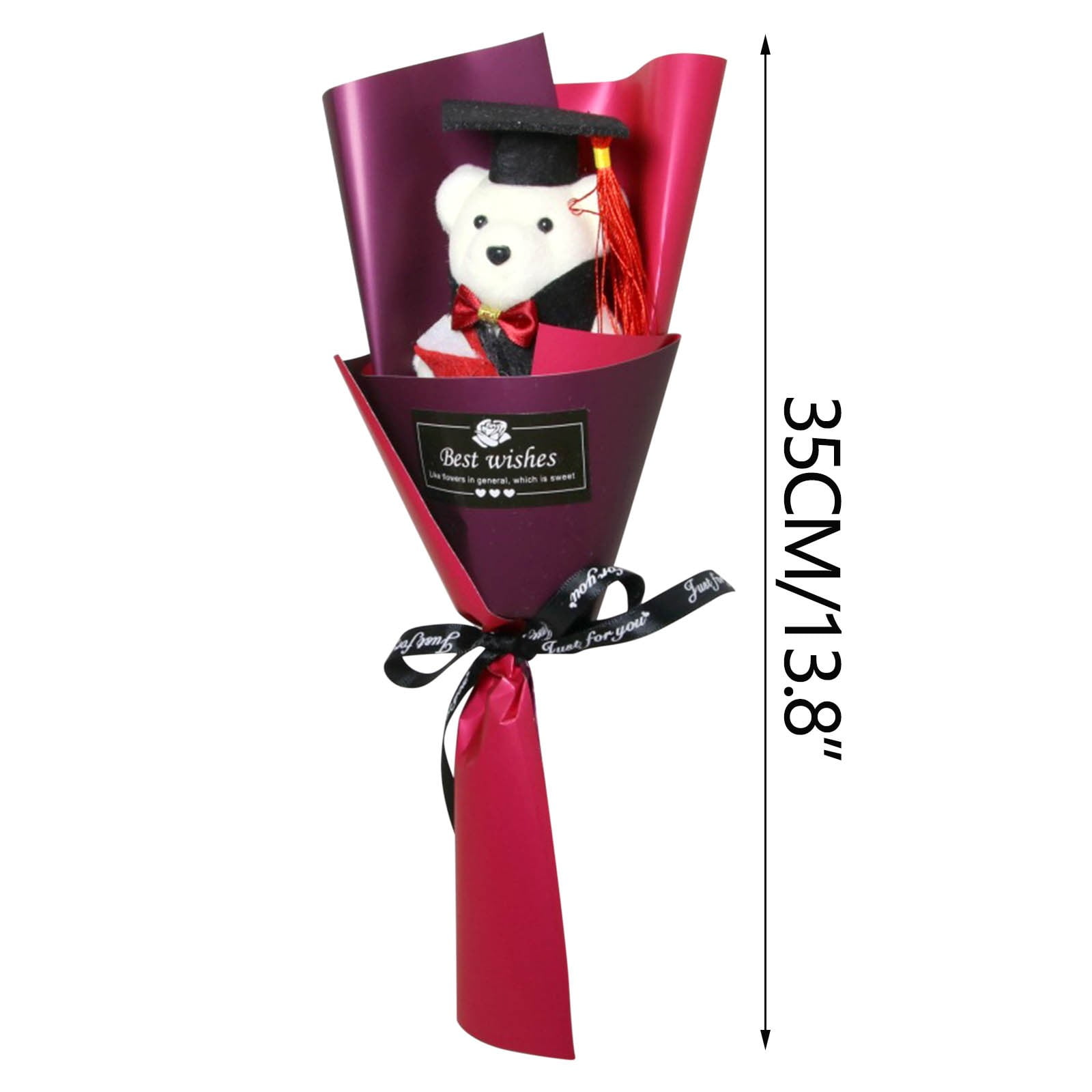 Yannianjz Graduation Season Foam Bears Bouquet, Cute Doctor Bear, Plush Gift Bear, Doctoral Gown Bear with Cap, forSchoolmate, Party, Keepsake