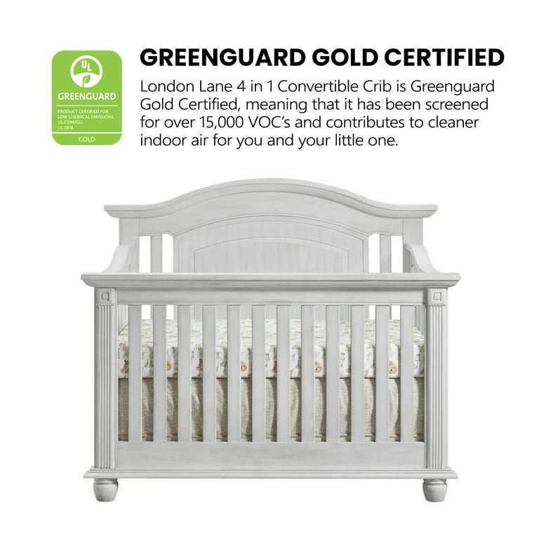 Oxford Baby London Lane 4-in-1 Convertible Crib, Vintage White