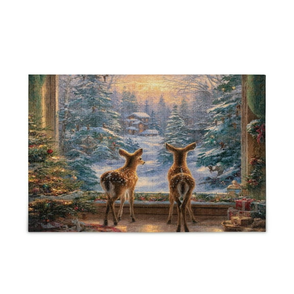WOBOGO Cute Deer Puzzle Challenge 500 Piece Jigsaw Suitable for Game Night Finished Size 20.5 x 14.9in