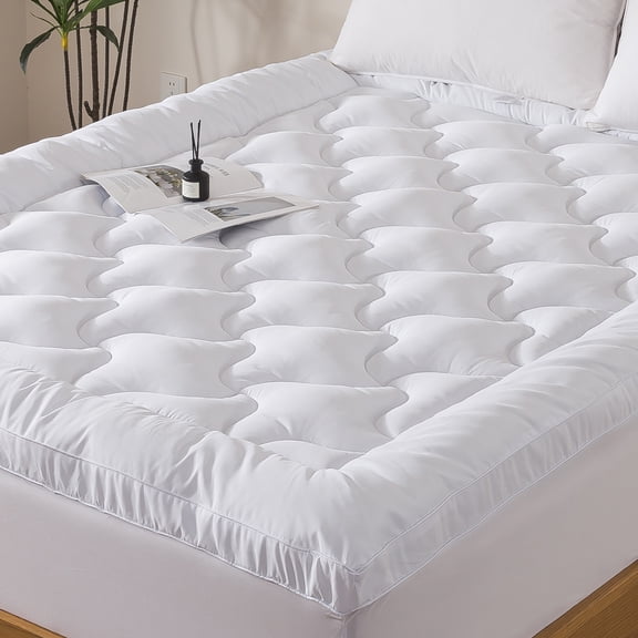 BedTreat 2" 900 GSM Queen Mattress Topper, Wave Diamond Quilted, Breathable with 8-21" Deep Elastic Pocket